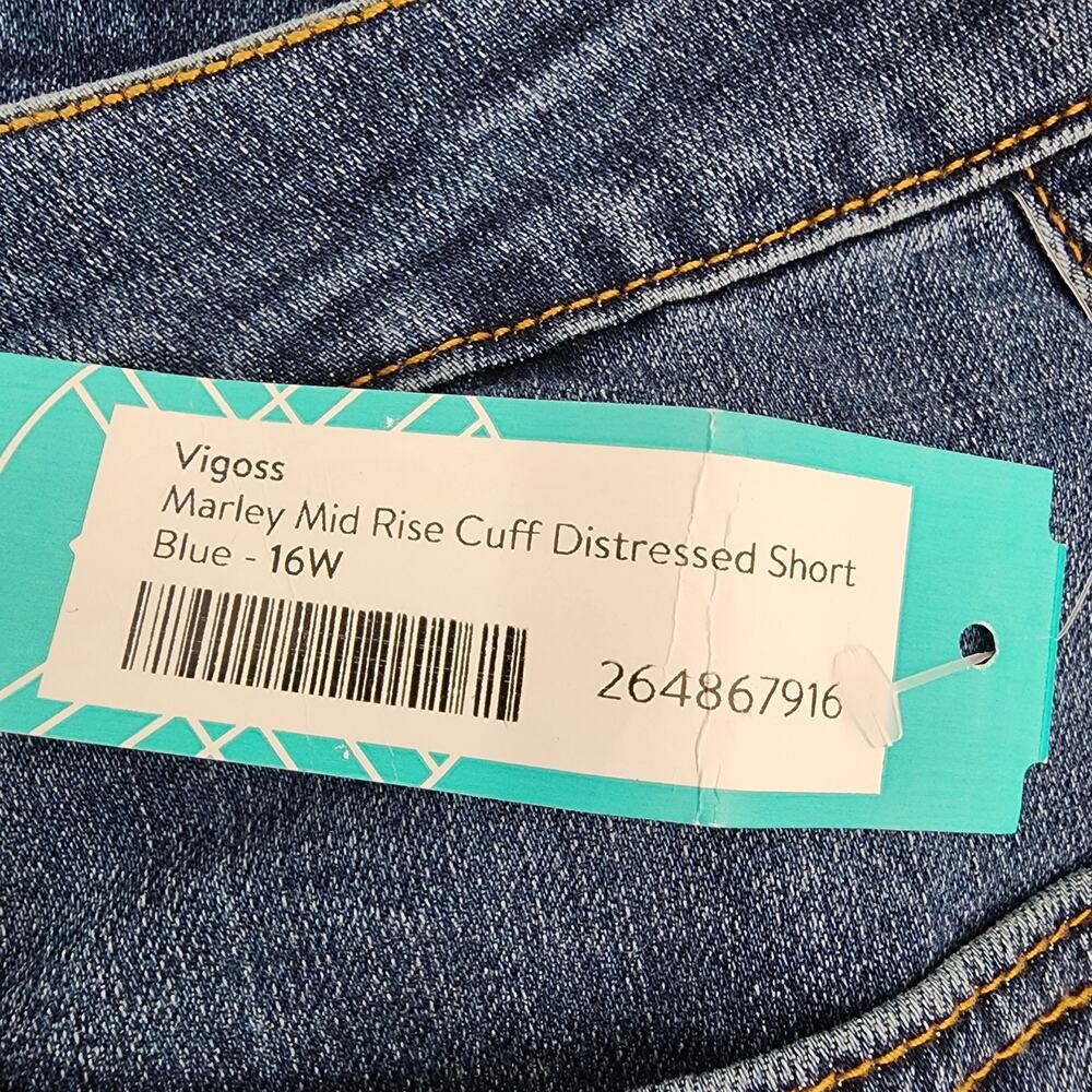 Vigoss Womens Marley Cuff Distressed Denim Shorts Size 16W Mid Rise Blue Jean - Picture 9 of 11